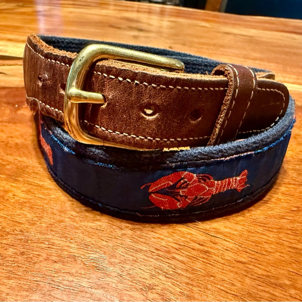 Kids' Brown and Blue Lobster Print Belt